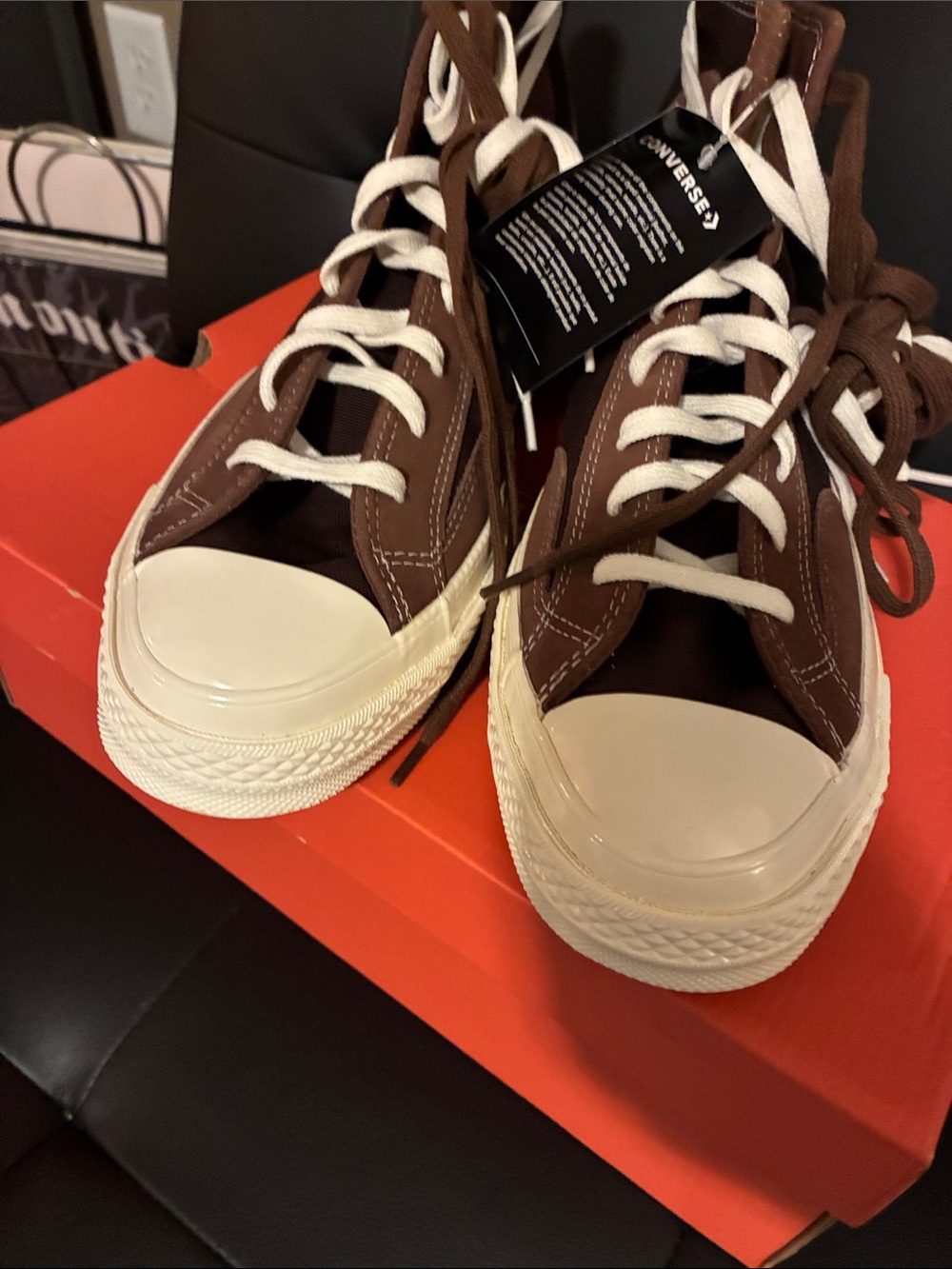 Converse Mens 12 Brown High Top Sneakers 173196C Chuck Taylor’s 70 HI dark root - Picture 5 of 12